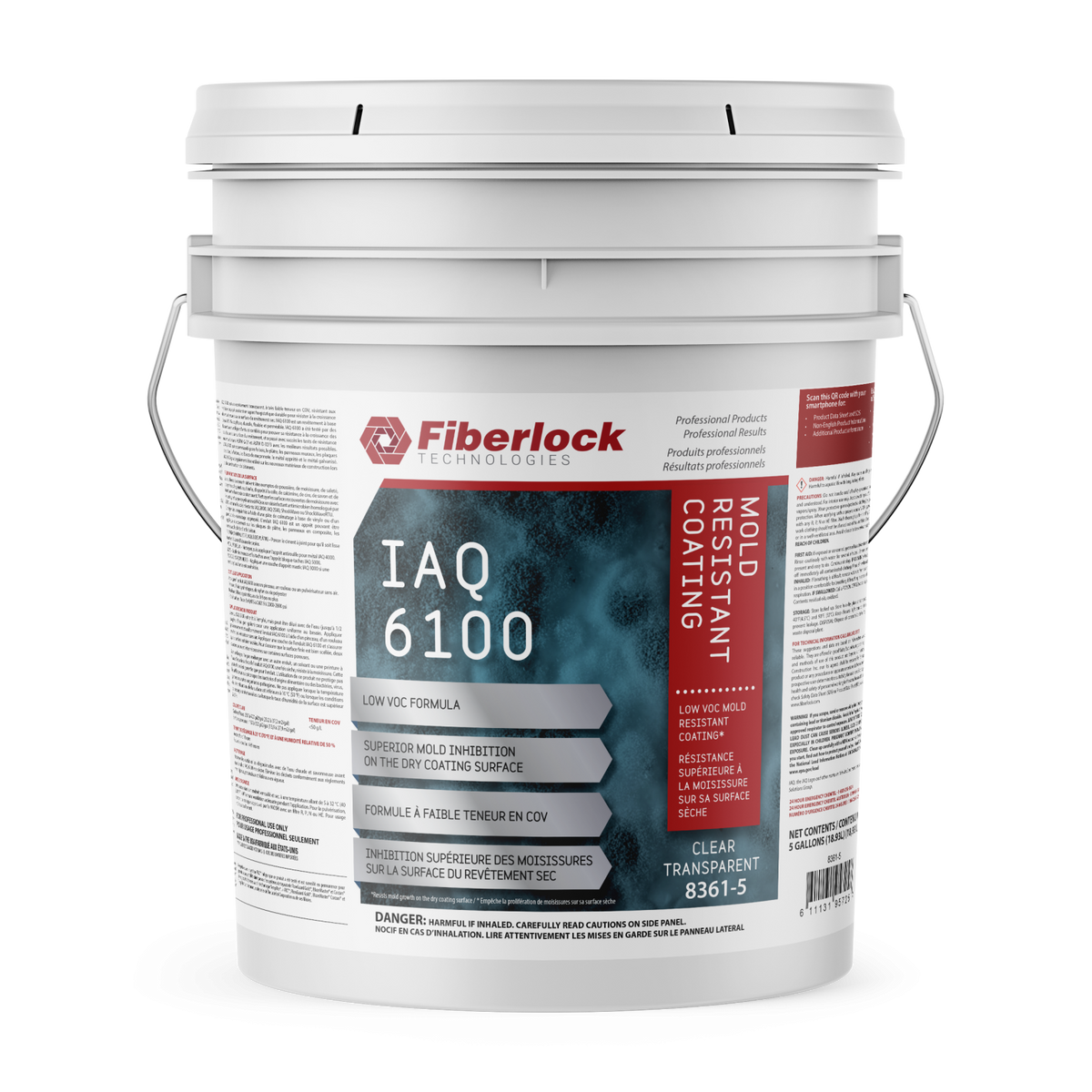 Fiberlock IAQ 6100 Mold Resistant Coating, Clear, 5 Gal