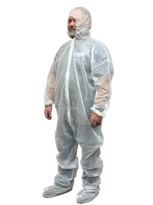 HLite Poly Coverall, Hood & Boot, White