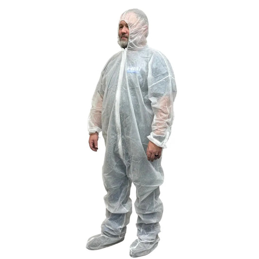 HLite Poly Coverall, Hood & Boot, White